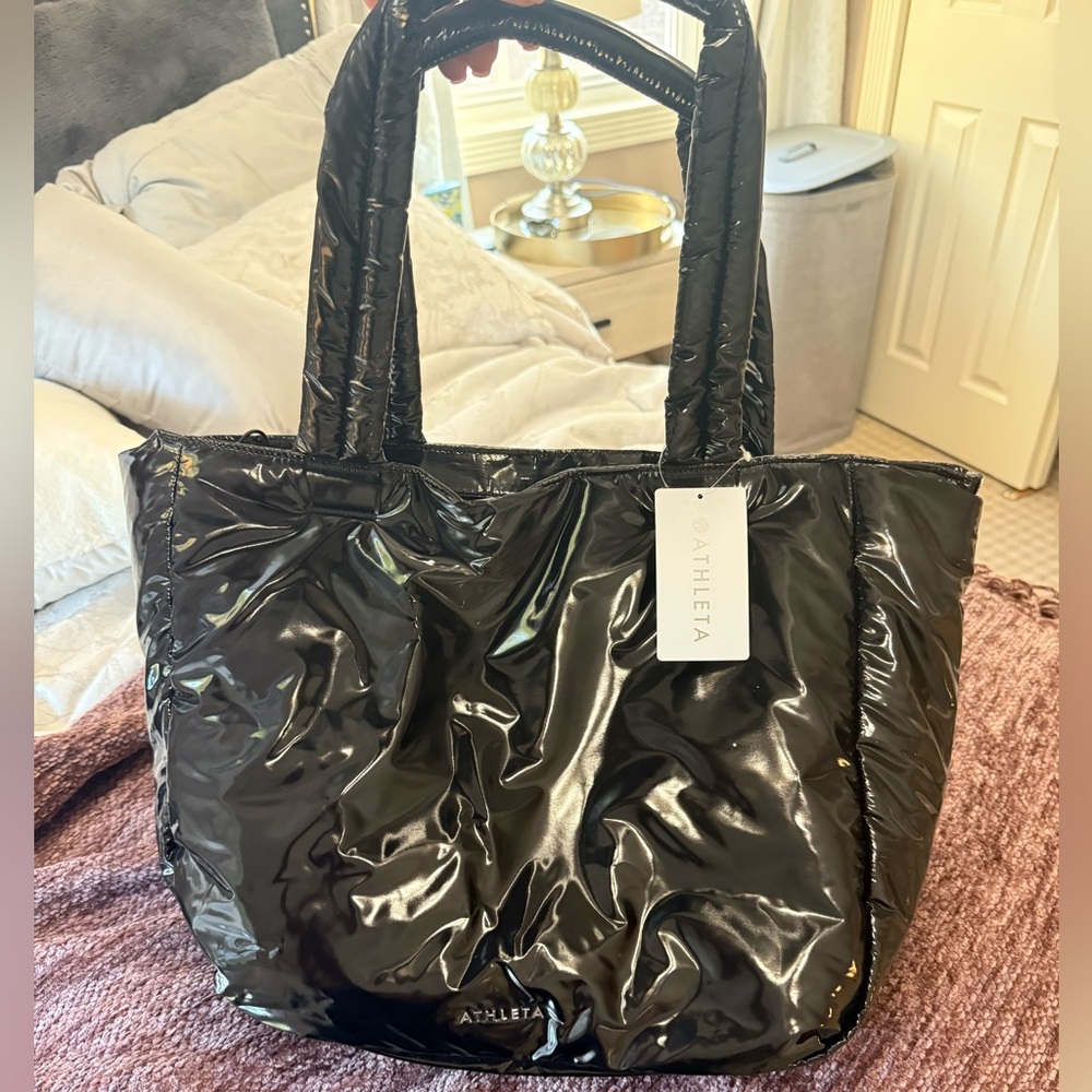 Athleta All about shine puff tote bag